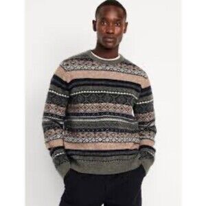Tan/Brown Old Navy Men’s M Aztec Pattern Sweater Fair Isle Nordic Wool Pullover